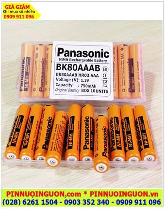 Pin điện thoại bàn Panasonic BK80AAAB AAA750mAh 1.2v chính hãng (Box 10 viên)